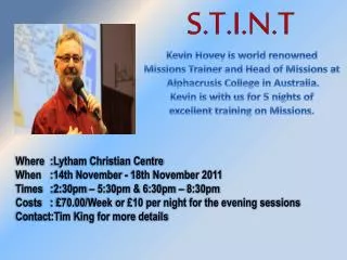 Kevin Hovey is world renowned Missions Trainer and Head of Missions at