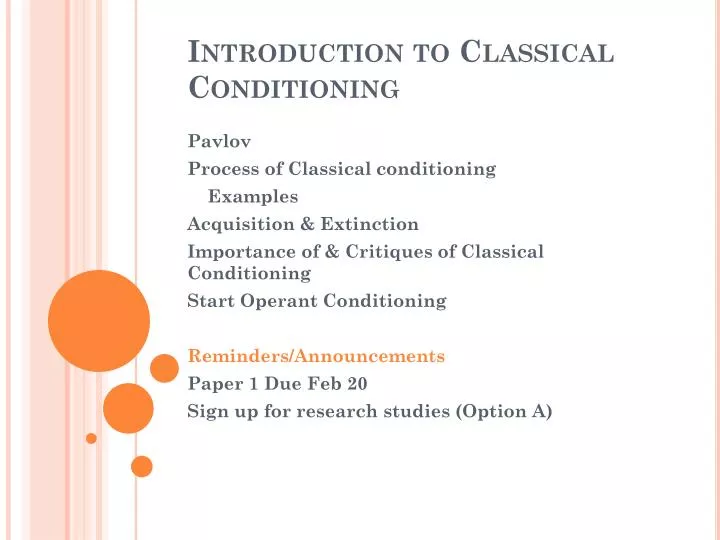 introduction to classical conditioning