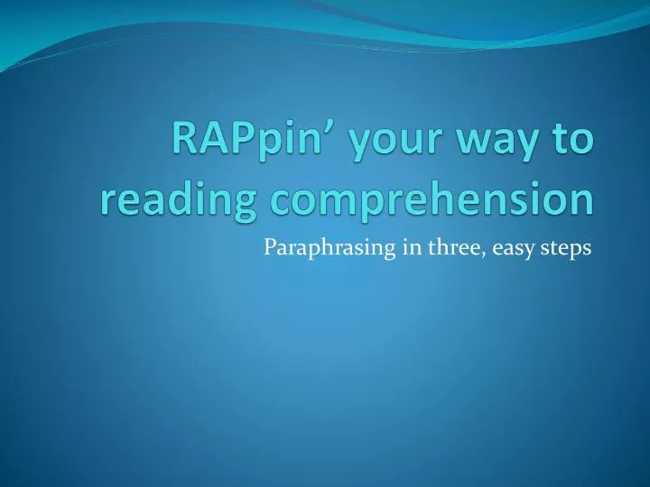 rappin your way to reading comprehension