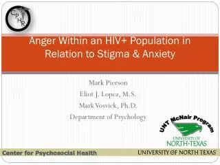Anger Within an HIV+ Population in Relation to Stigma &amp; Anxiety