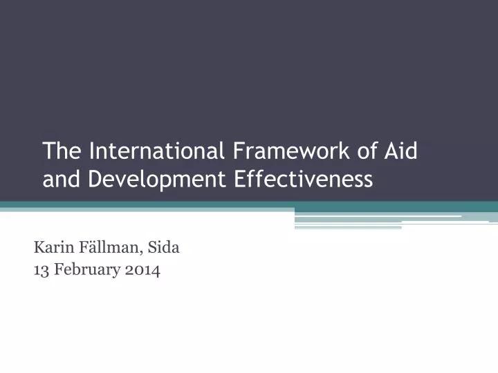 the international framework of aid and development effectiveness