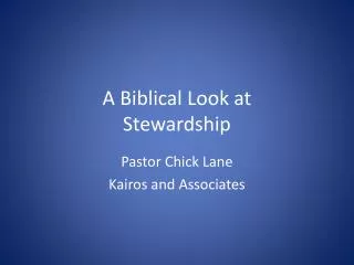 A Biblical Look at Stewardship