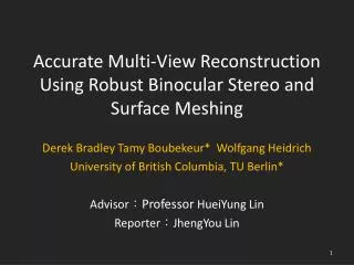 Accurate Multi-View Reconstruction Using Robust Binocular Stereo and Surface Meshing