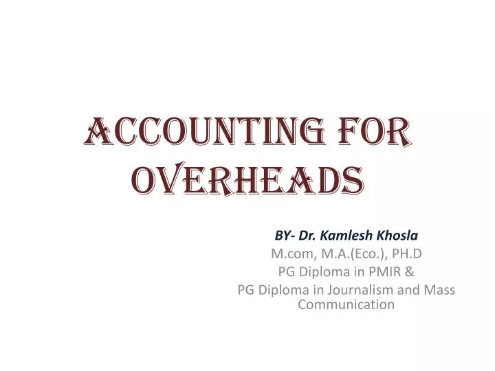 accounting for overheads