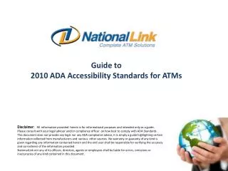Guide to 2010 ADA Accessibility Standards for ATMs