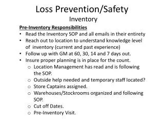 Loss Prevention/Safety