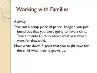 Working with Families