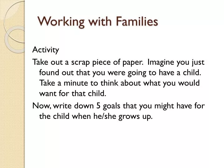 working with families