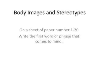 Body Images and Stereotypes