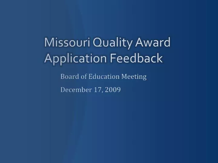 missouri quality award application feedback