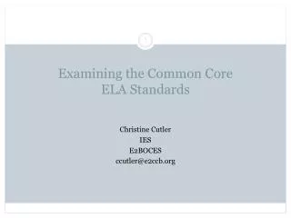 Examining the Common Core ELA Standards