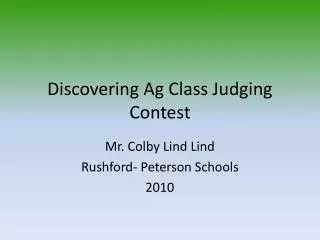 Discovering Ag Class Judging Contest