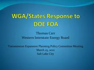 WGA/States Response to DOE FOA