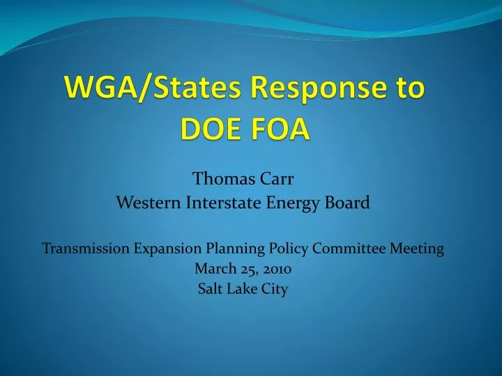 wga states response to doe foa