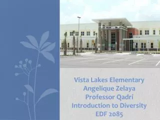 Vista Lakes Elementary Angelique Zelaya Professor Qadri Introduction to Diversity EDF 2085