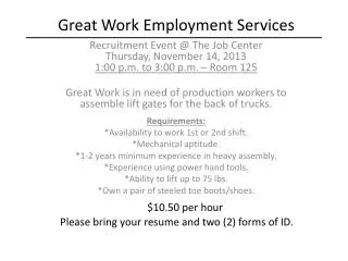 Great Work Employment Services