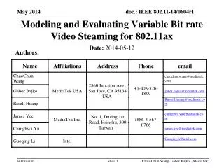 Modeling and Evaluating Variable Bit rate Video Steaming for 802.11ax