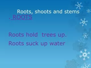 Roots, shoots and stems