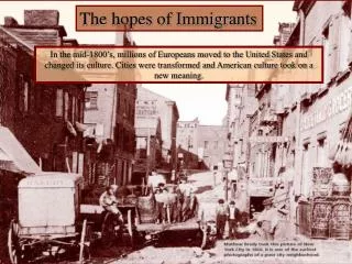 The hopes of Immigrants