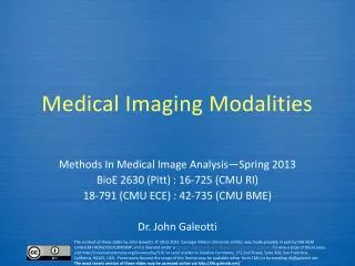 Medical Imaging Modalities
