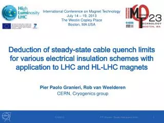 Pier Paolo Granieri, Rob van Weelderen CERN, Cryogenics group