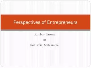 Perspectives of Entrepreneurs