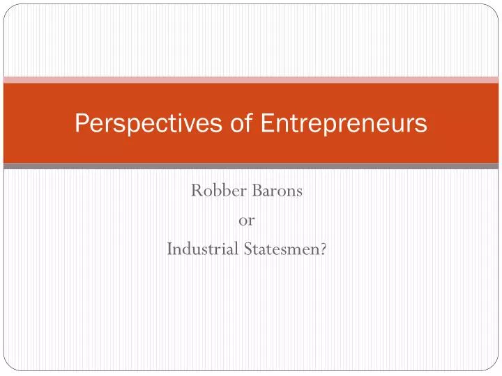 perspectives of entrepreneurs