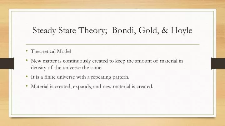 steady state theory bondi gold hoyle