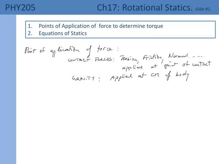 phy205 ch17 rotational statics slide 1