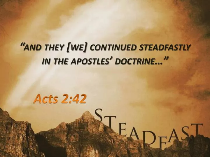 and they we continued steadfastly in the apostles doctrine