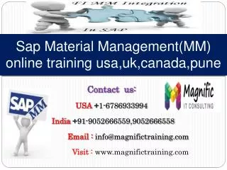Sap Material Management(MM) online training usa,uk,canada,pu