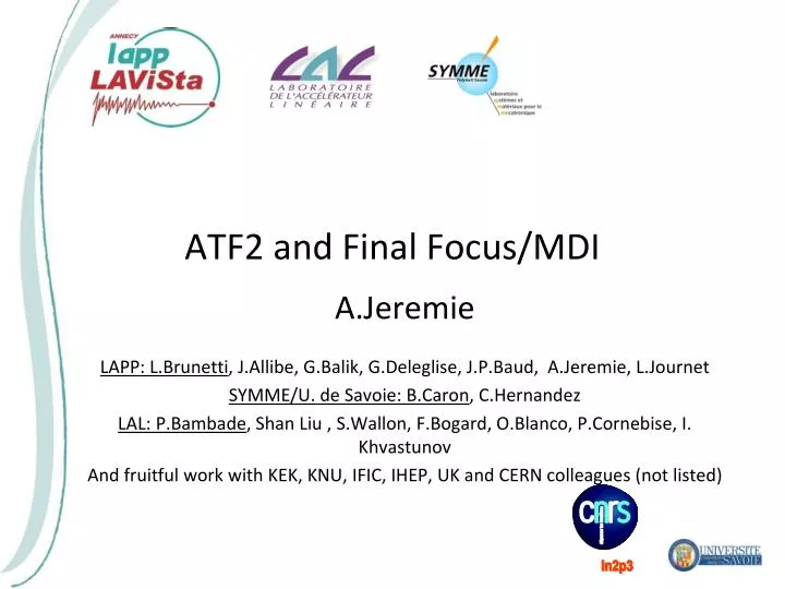atf2 and final focus mdi