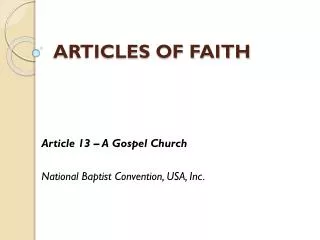 ARTICLES OF FAITH