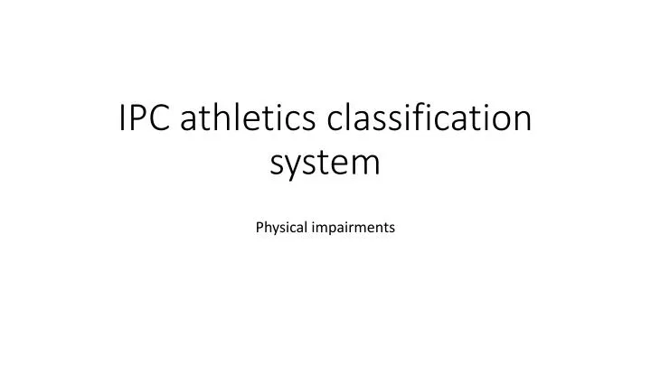 ipc athletics classification system