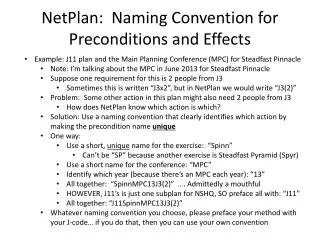 NetPlan: Naming Convention for Preconditions and Effects