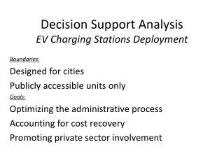Decision Support Analysis EV Charging Stations Deployment
