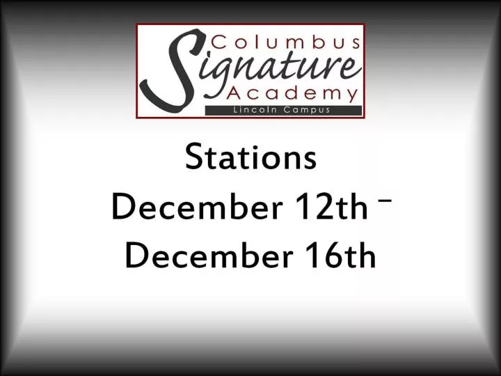 stations december 12th december 16th
