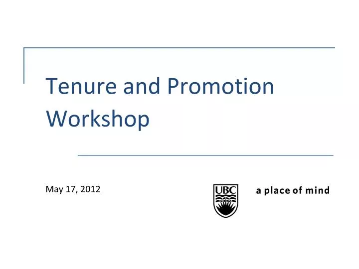 tenure and promotion workshop