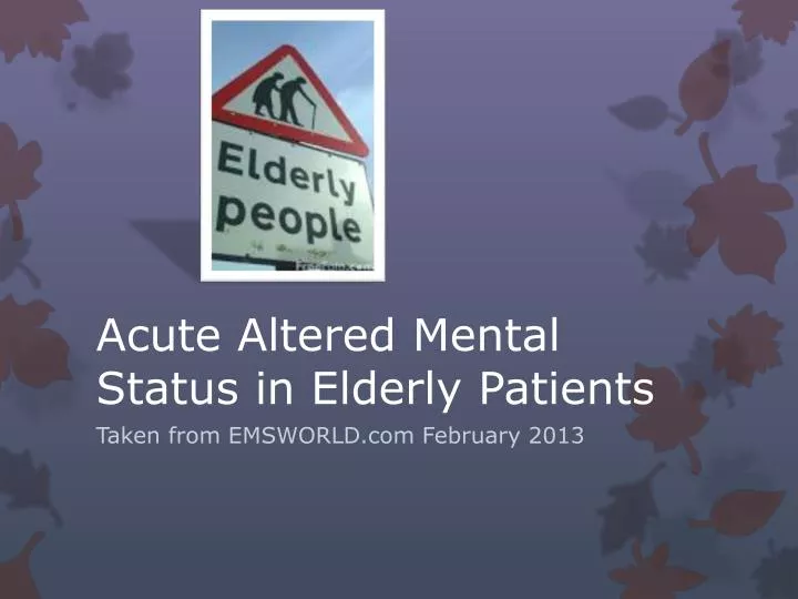 acute altered mental status in elderly patients