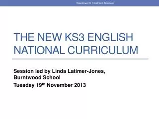 The new KS3 English National Curriculum