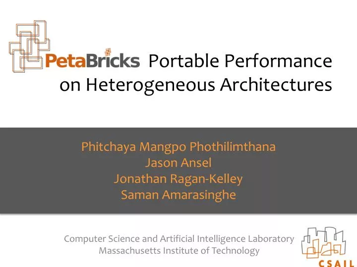 portable performance on heterogeneous architectures