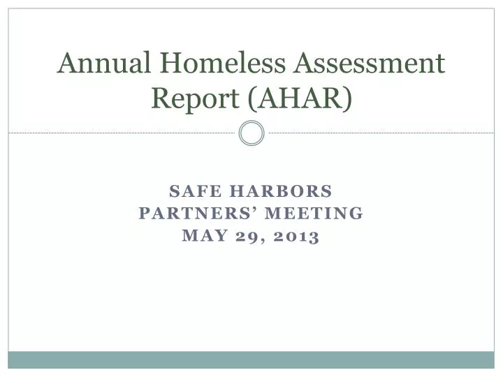 annual homeless assessment report ahar