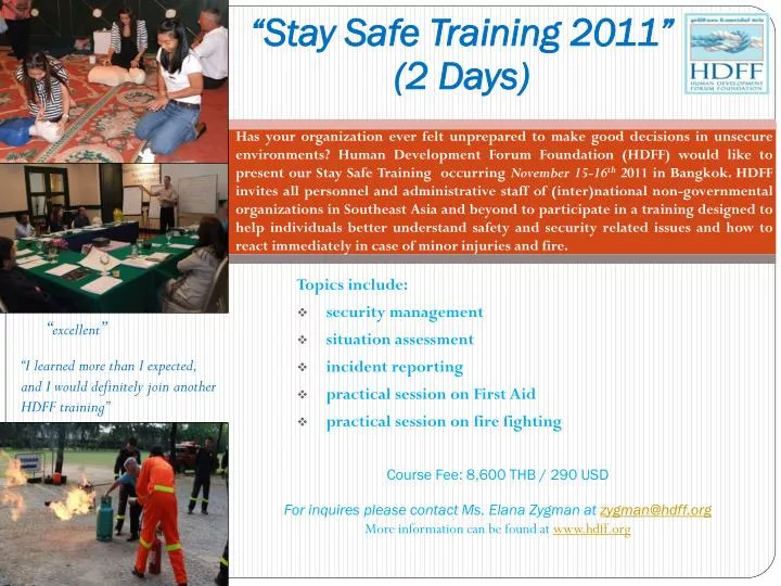 stay safe training 2011 2 days