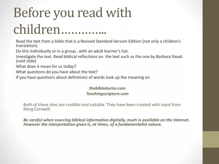 before you read with children