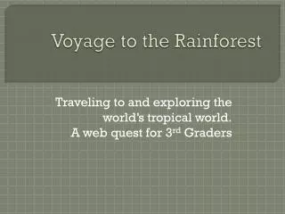 Voyage to the Rainforest