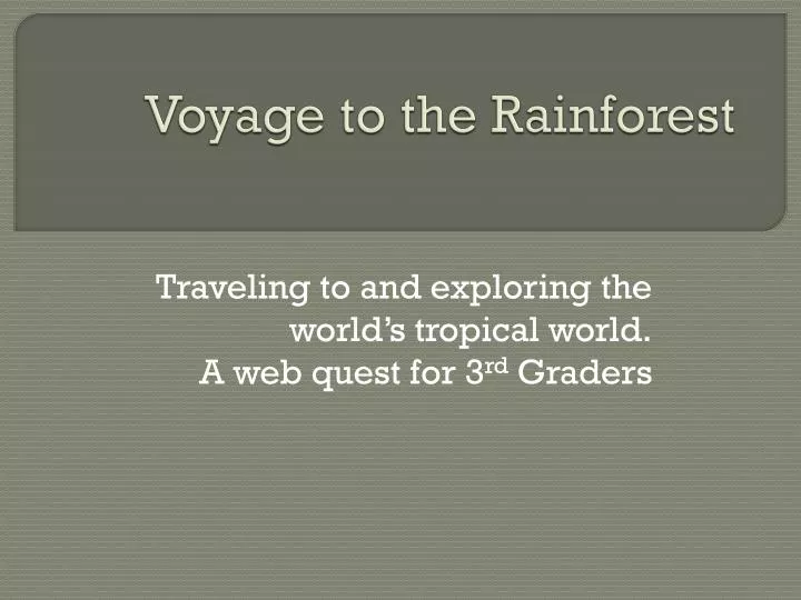 voyage to the rainforest