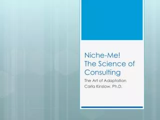 Niche-Me ! The Science of Consulting