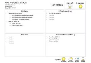 UAT PROGRESS REPORT UAT: Project name Prepared by: Date: DD-MM-YYYY