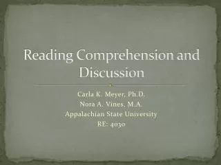 reading comprehension and discussion