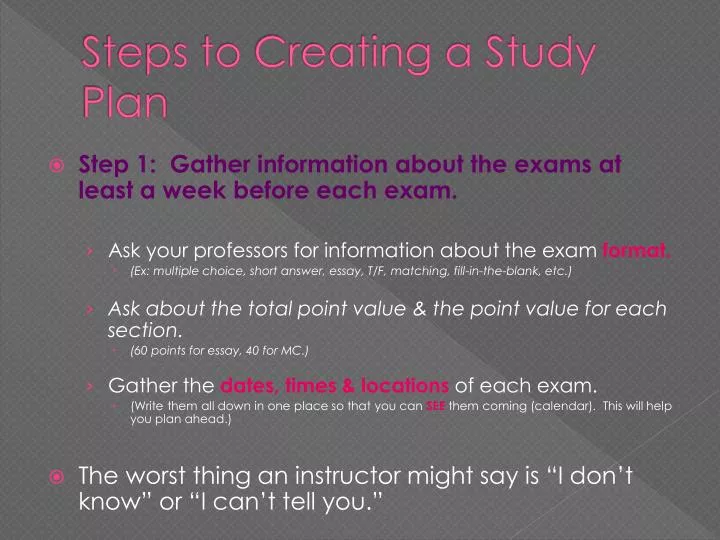 steps to creating a study plan